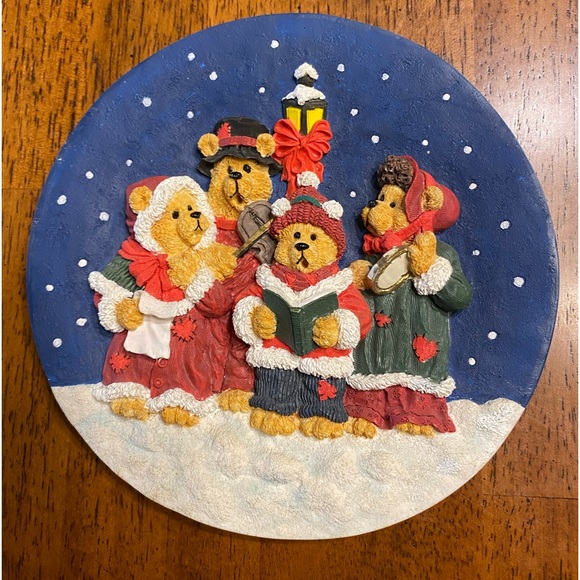 Heart patch place  Christmas bears 3-D plate & stand - Picture 2 of 14